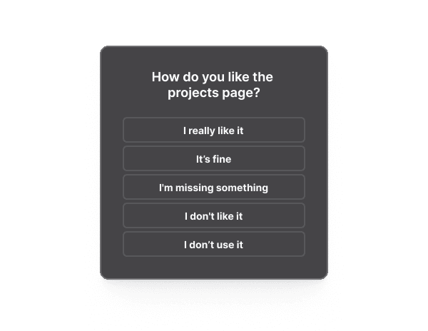 A short in-app survey asking the user for feedback